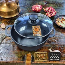 Каструля чавунна лита 3 л з скляною кришкою