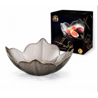 Набір салатників 2 шт 4 пелюстки, золотий кант, Агат 