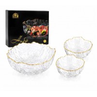 Набір салатників 7 шт, ламаний край, золотий кант