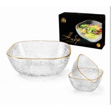 Набір салатників 7 шт, квадрат, золотий кант