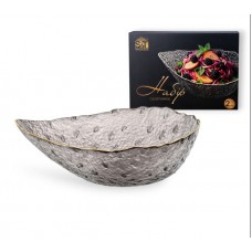 Набір салатників 2 шт Крапля, золотий кант, Агат