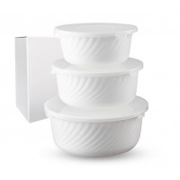 Набір салатників 3 шт з кришками білий