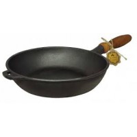 Сковорода чавунна 24×6 см з дерев'яною ручкою