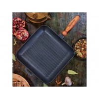 Сковорода чавунна 28×28x4 см квадратна (гриль) лита