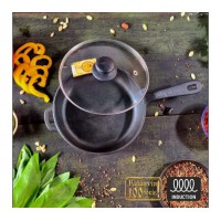 Сковорідка чавунна лита 20×4 см зі скляною кришкою