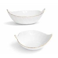 Салатник 11" Листок, золотий кант