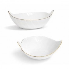 Салатник 11" Листок, золотий кант