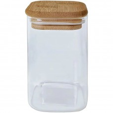 Ємність 230 мл скляна з дерев'яною кришкою квадратна