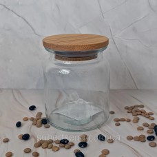 Ємність скляна з дерев'яною кришкою 250 мл